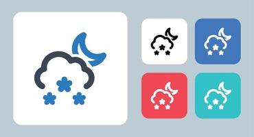 icono de nieve - ilustración vectorial. nieve, copo de nieve, noche, invierno, luna, clima, pronóstico, frío, hielo, día, línea, contorno, plano, iconos. vector