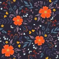 Seamless floral pattern with herbs and flowers. Vector graphics.