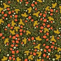 Seamless pattern with strawberries in Russian style. Vector graphic.