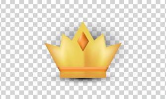 unique 3d modern yellow crown icon design isolated on vector