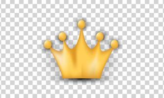 unique 3d cute yellow crown icon design isolated on vector