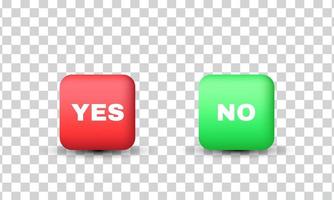 unique 3d realistic yes and no votes buttons icon design isolated on vector