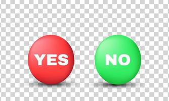 unique 3d circle yes and no votes buttons icon design isolated on vector