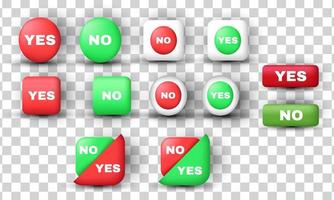 unique 3d set collection yes and no votes buttons icon colorful design isolated on vector