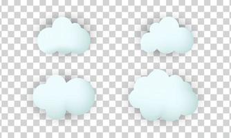 unique 3d set collection clouds realistic icon design isolated on vector