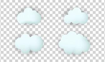 unique 3d set collection clouds realistic icon design isolated on vector