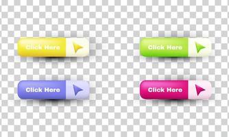 unique 3d click here button arrow pointer clicking design icon isolated on vector