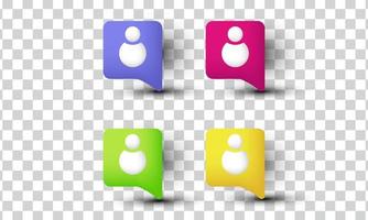 unique 3d collection minimalist user member new friend design icon isolated on vector