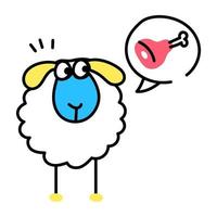 Cute goat face slaughter on eid, doodle icon vector