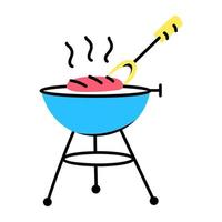 A bbq grill doodle icon download vector