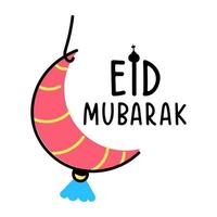 A hand drawn colored icon of eid mubarak vector