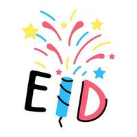 una tipografía de vector de doodle de saludos eid