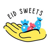 A hand drawn icon denoting eid wishes vector
