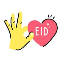 un icono de doodle de color de corazón de eid vector