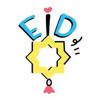 A typography of eid greetings doodle vector