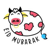 Cute goat face slaughter on eid, doodle icon vector