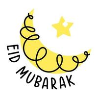 A hand drawn colored icon of eid mubarak vector