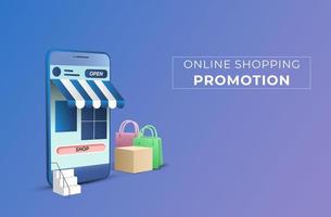 concepto de compras en línea, marketing digital en sitio web y aplicación móvil. vector