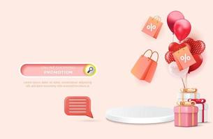 3D ONLINE SHOP, Product presentation, mock up. Vector illustration