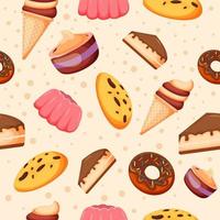 Seamless Pattern Background with Dessert Elements vector