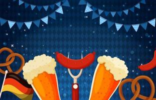 Octoberfest Background with Beer and Pretzels vector