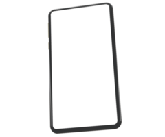 stilvolles neues smartphone mit weißem bildschirmmodell auf dem display 3d-rendering illustrationsrendering für flyerdesign, banner, poster usw png
