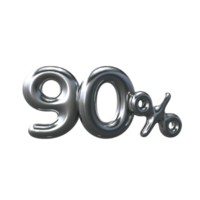 3d silver nummer 90 procent png