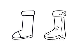 Rubber boot line icon set. Wellington rain boots vector