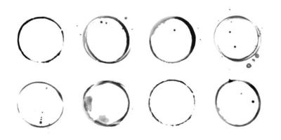 Coffee cup circle black vector stains. Round ring grunge stain