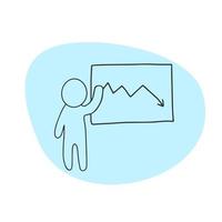 Development Chart Man Making Presentation Icon in Doodle Style vector