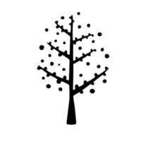 silueta de árbol ornamental en estilo garabato vector