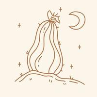 Hand drawn illustration of a cactus in the desert in boho style vector