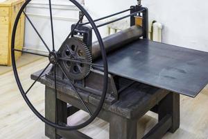 details of old ancient machine for making engravings