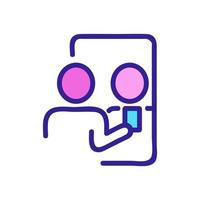 selfie man in mirror icon vector outline illustration