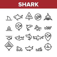 Shark Fish Collection Elements Icons Set Vector