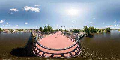 full seamless panorama 360 by 180 angle view from the observation deck to the river port in equirectangular projection, skybox VR content photo
