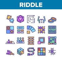 Riddle Play Equipment Collection Icons Set Vector