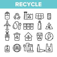 reciclaje, clasificación de basura vector conjunto de iconos lineales