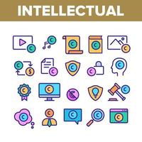 Intellectual Property Collection Icons Set Vector