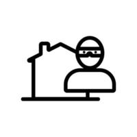 Protecting the house from the robbery of the icon vector. Isolated contour symbol illustration vector