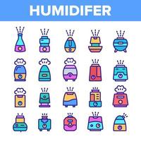 conjunto de iconos de humidificador de color diferente vector