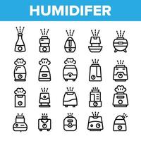 Collection Different Humidifier Icons Set Vector