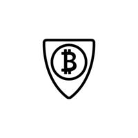 protección del vector de icono de bitcoin. ilustración de símbolo de contorno aislado