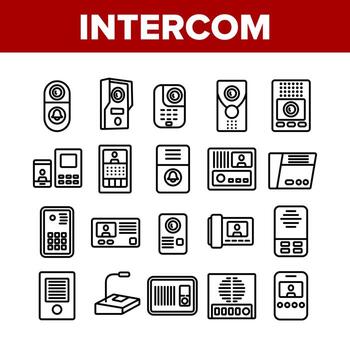 conjunto de iconos de colección de comunicación de intercomunicación vector
