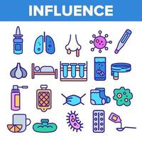Influenza Linear Vector Icons Set Thin Pictogram