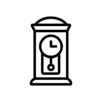 Ilustración de contorno de vector de icono de reloj de péndulo de madera de pie