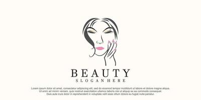 beauty women salon logo and eyelash extention nail polish concept vector