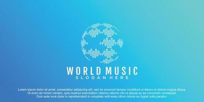 abstract music logo with unique globe concept vector