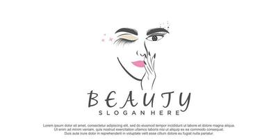 logotipo de salón de belleza para mujeres y concepto de esmalte de uñas de extensión de pestañas vector