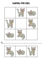 juego educativo de sudoku con lindos gatos. vector